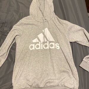 Gray and White Adidas Hoodie 1x